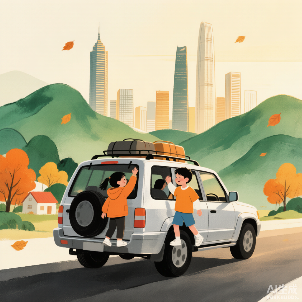 深圳启程 · 回家自驾插画